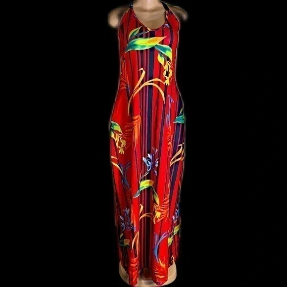 Floral Printed Boho Sundresses Casual Maxi Dress with Pockets - Picture 7 of 9